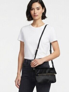 Black Faux Fur Shoulder Strap/Crossbody Handbag In Black By Target